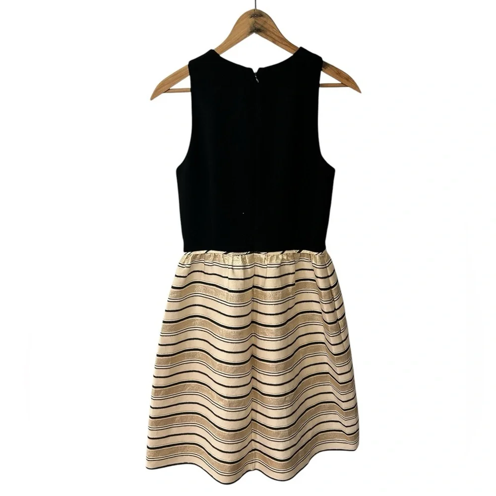 J. Crew | Women’s black/gold metallic striped sleeveless silk blend party dress2